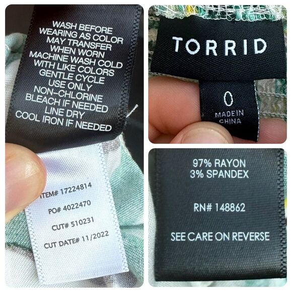 Torrid Challis Tie-Front Romper in Painted Tropical | Size 0 (Large) - Picture 8 of 8